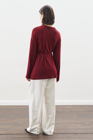 Tie Waist Blouse Burgundy