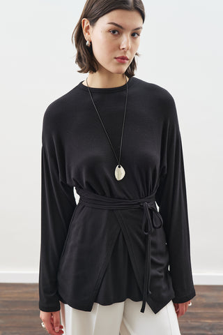 Tie Waist Blouse Black