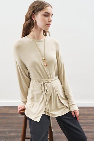 Tie Waist Blouse Stone