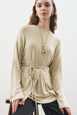 Tie Waist Blouse Stone