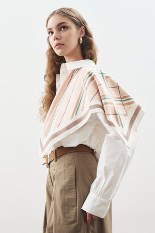 Patterned Mid Size Satin Scarf Leya