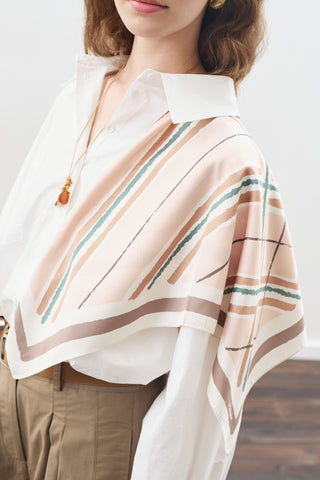 Patterned Mid Size Satin Scarf Leya