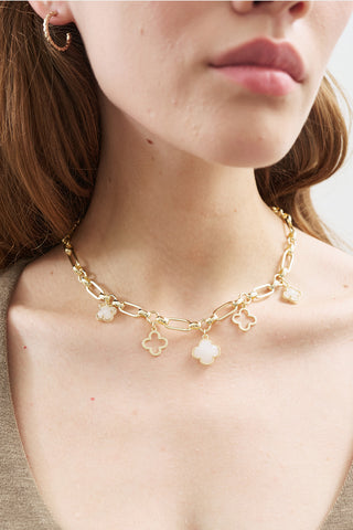 Clover Charm Necklace Gold