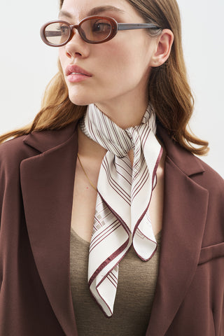 Patterned Mid Size Satin Scarf Classic Burgundy