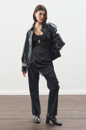 Lace Trim Waist Belt Black