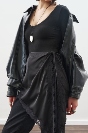 Lace Trim Waist Belt Black