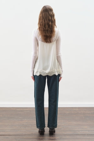 Lace Trim Cami Top Ecru