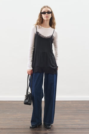 Lace Trim Cami Top Black