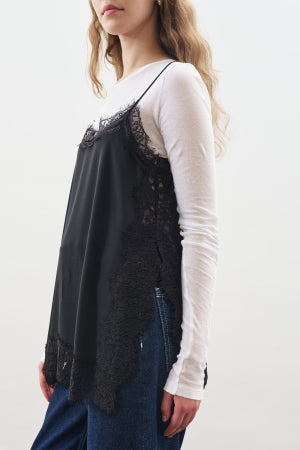 Lace Trim Cami Top Black