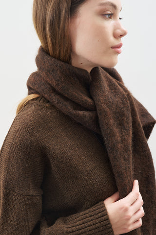 Striped Trim Scarf Brown