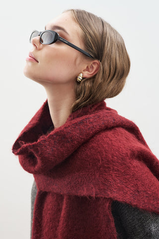 Striped Trim Scarf Burgundy