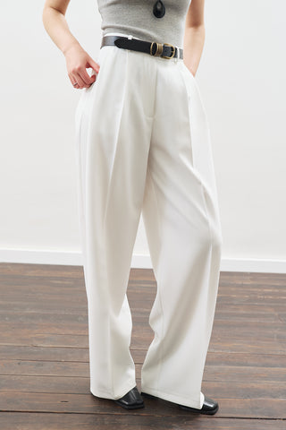 Dona Pleated Palazzo Trousers Ecru