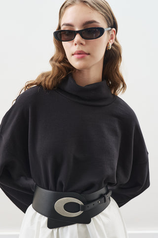 Wide Buckle Belt Black