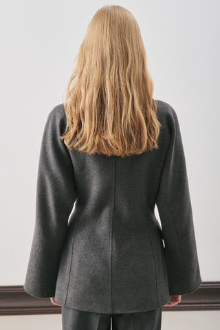 Aroa Tie-Detail Wool Coat Anthracite