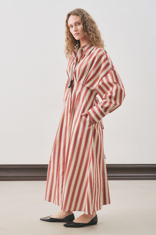 Pleated Detail Shirt Dress Tile Stripe