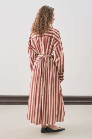 Pleated Detail Shirt Dress Tile Stripe