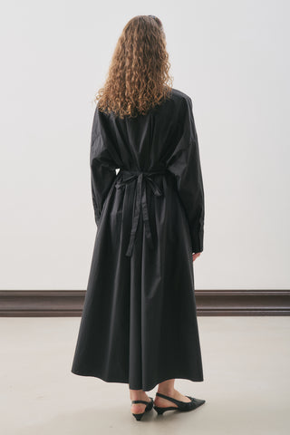 Pleated Detail Shirt Dress Black