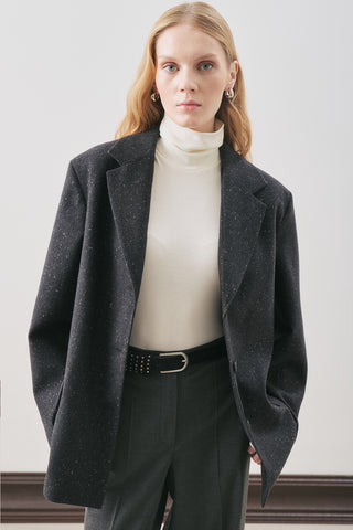 Norris Wool Blazer Dark Grey Melange