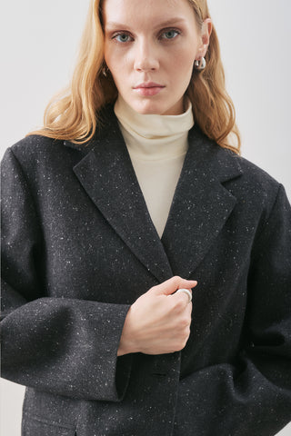 Norris Wool Blazer Dark Grey Melange