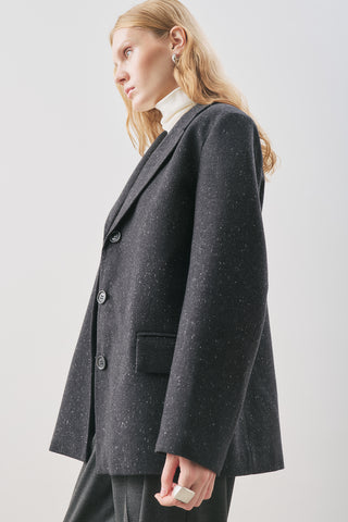 Norris Wool Blazer Dark Grey Melange