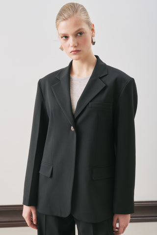 Jun Single-Button Blazer Black