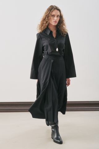 Pleated Wrap Skirt Black