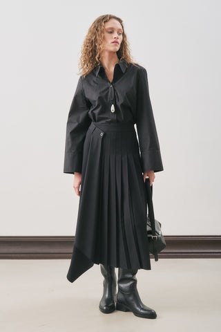 Pleated Wrap Skirt Black