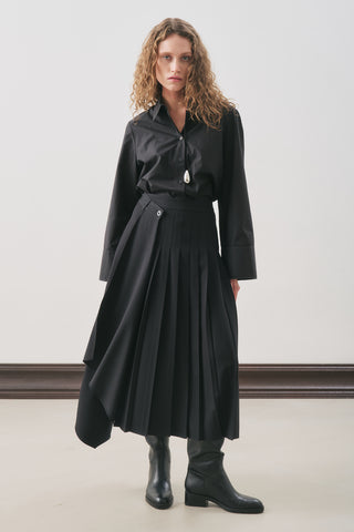 Pleated Wrap Skirt Black