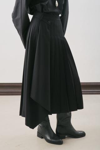 Pleated Wrap Skirt Black