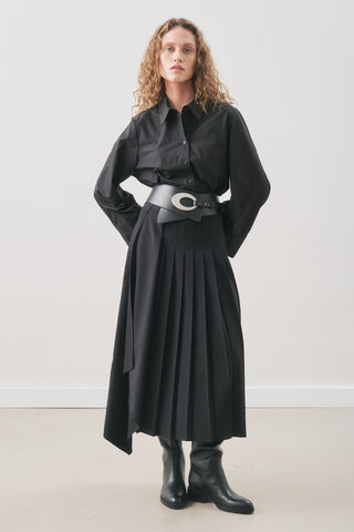 Pleated Wrap Skirt Black