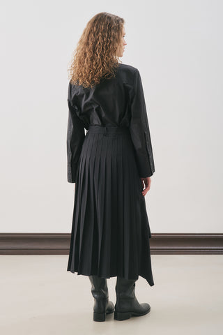 Pleated Wrap Skirt Black