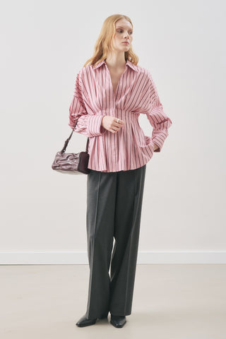 Pleated Detail Shirt Pink Stripe