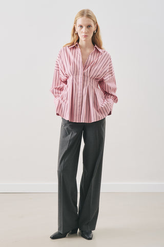 Pleated Detail Shirt Pink Stripe