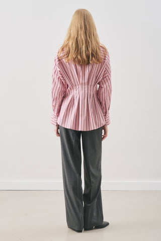 Pleated Detail Shirt Pink Stripe