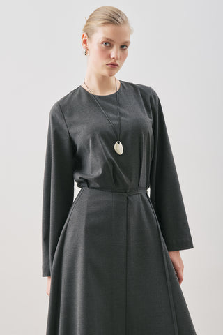 Wrap-Skirt Classic Dress Anthracite