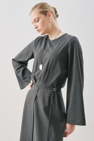 Wrap-Skirt Classic Dress Anthracite