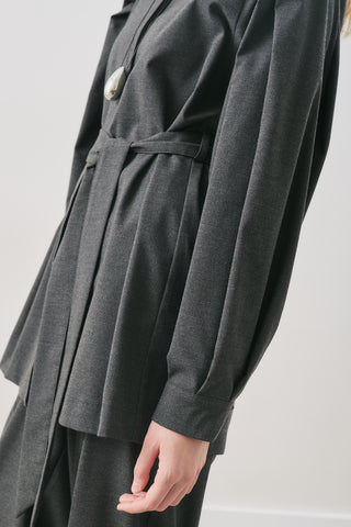 Belted Wide-Sleeve Shirt Anthracite