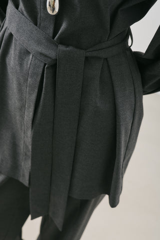 Belted Wide-Sleeve Shirt Anthracite