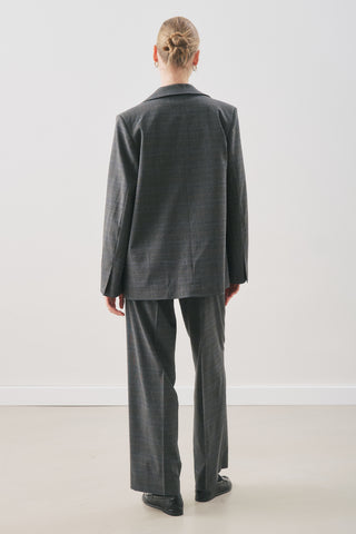 Double-Breasted Checked Blazer Grey