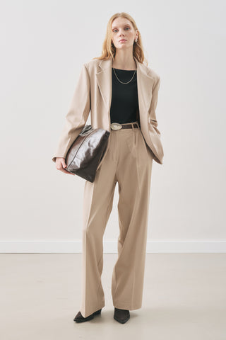 Jun Single-Button Blazer Beige