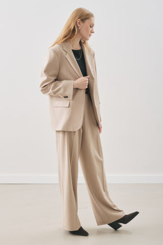Jun Single-Button Blazer Beige