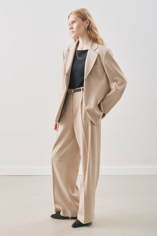 Jun Single-Button Blazer Beige