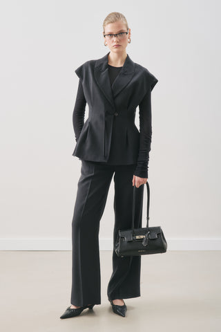 Flowing Tencel Belted Vest Black