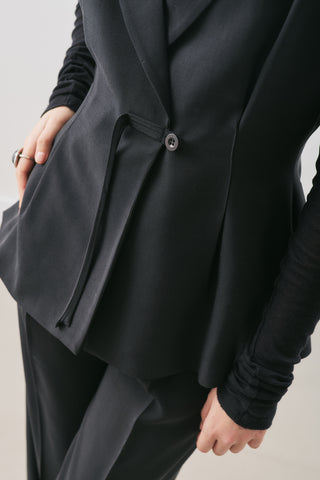 Flowing Tencel Belted Vest Black