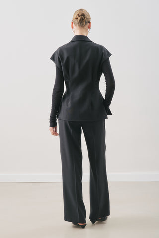 Flowing Tencel Belted Vest Black