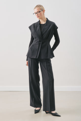 Fluid Tencel Pleated Trousers Black