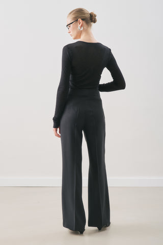 Fluid Tencel Pleated Trousers Black