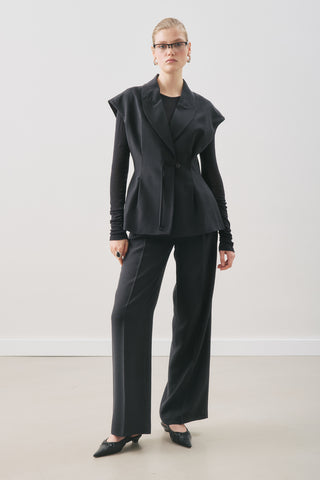 Fluid Tencel Pleated Trousers Black