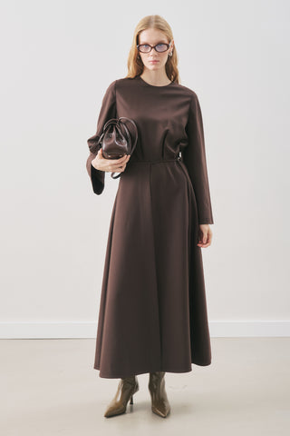 Wrap-Skirt Classic Dress Dark Brown