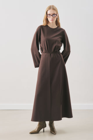 Wrap-Skirt Classic Dress Dark Brown